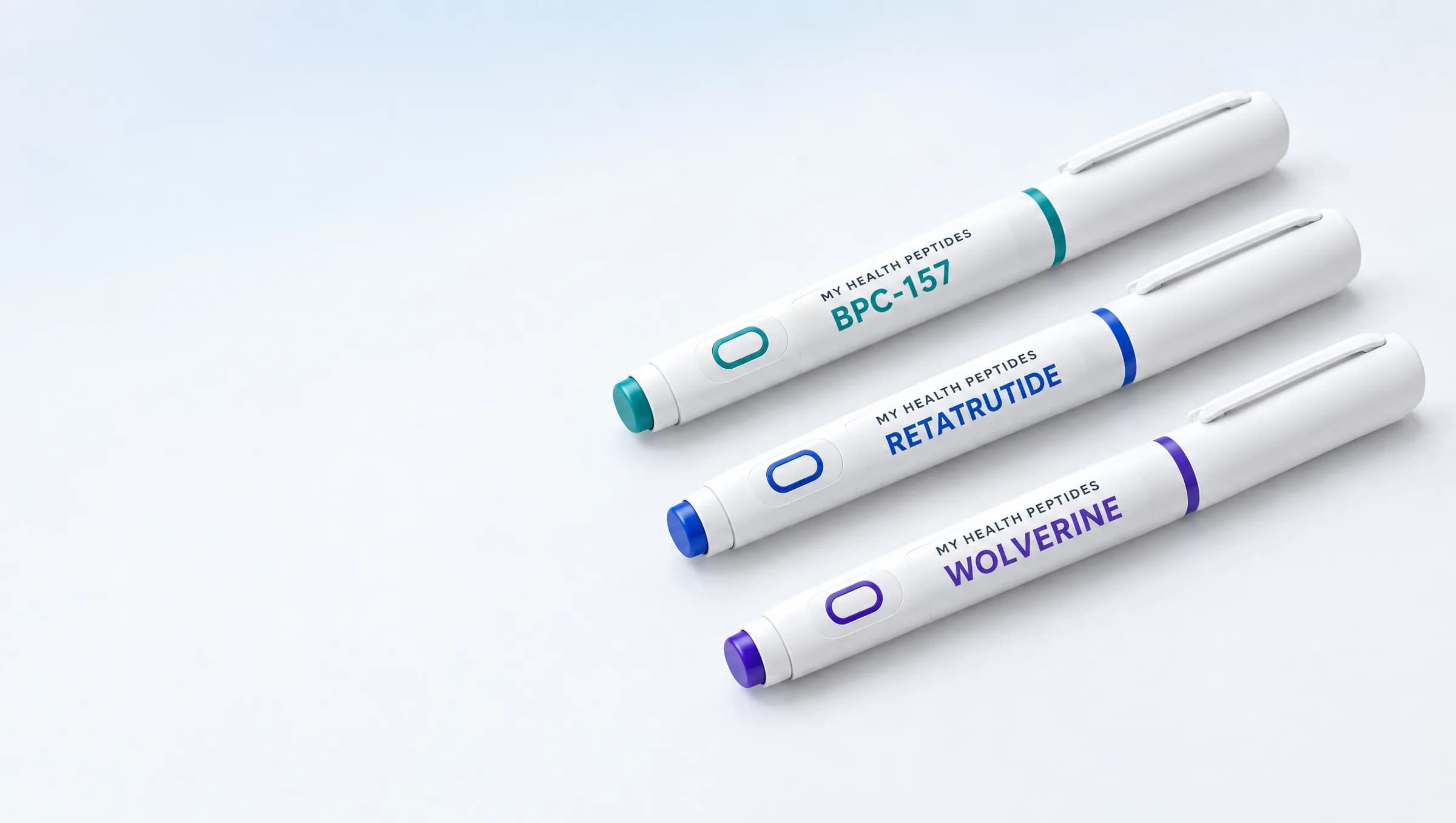 Three My Health Peptides pre-filled research pens